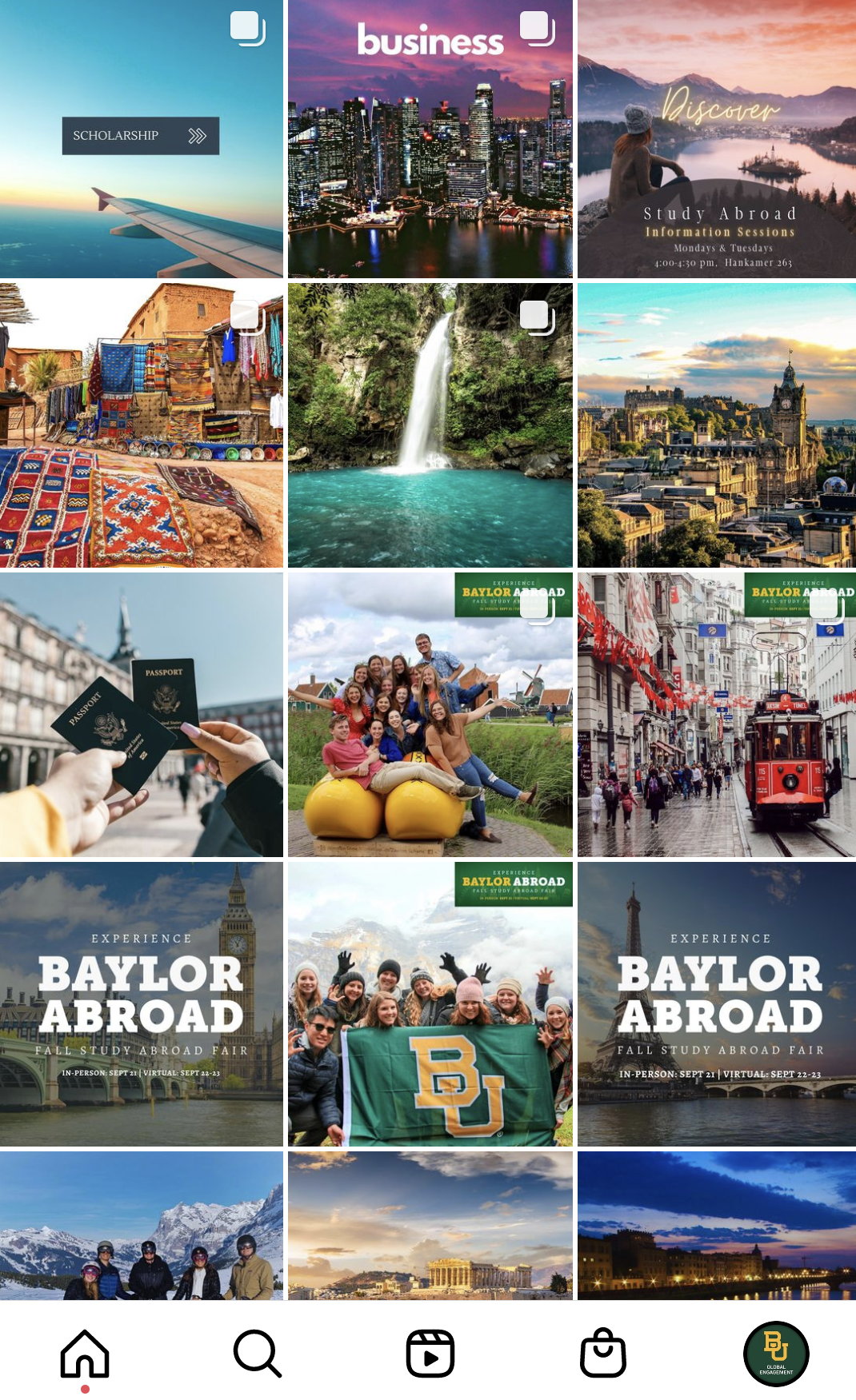 An Instagram page displaying pictures from abroad.
