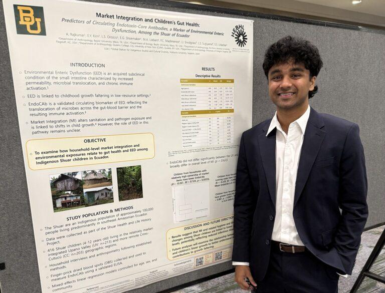Frisco junior Abhi Raj presents his research on pediatric gut health. Photo courtesy of Abhi Raj